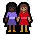 👩🏿‍🤝‍👩🏽 women holding hands: dark skin tone, medium skin tone display on Windows